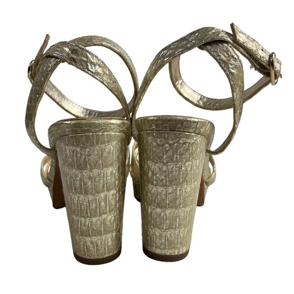 Naturalizer Gold Snake Skin Mallory Ankle Strap Platform Heel Sz 8W - New - Picture 5 of 12